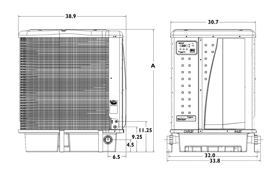 Pentair 460959. UltraTemp High Performance Pool 140K/80K BTU Heat And Cool Pump. 220V Only. Titanium exchanger.