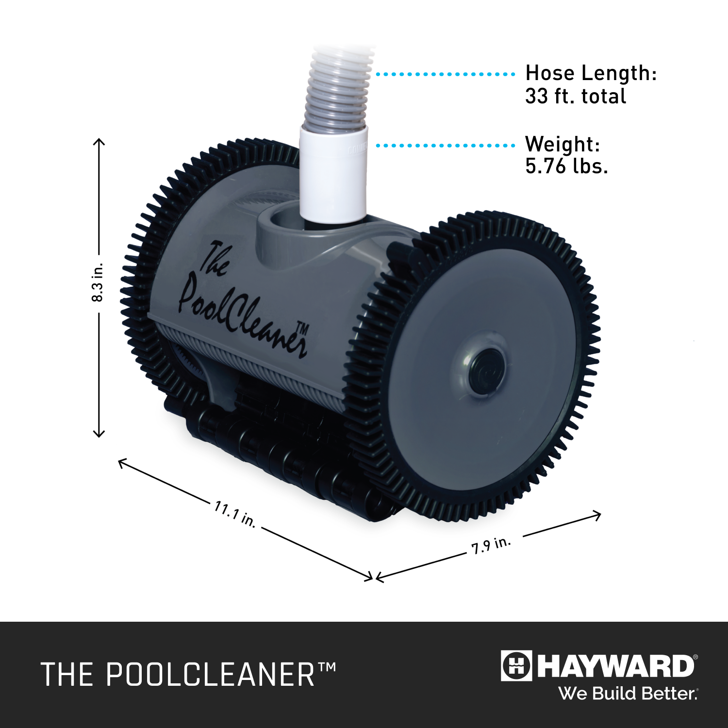 Hayward | W3PVS20GST | The PoolCleaner 2-Wheel Suction Pool Cleaner – Limited Edition Gray, In-Ground Hayward