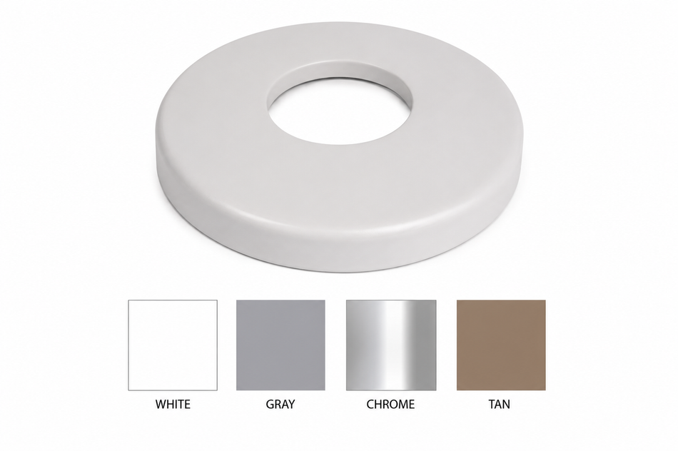 Super-Pro | 25572-000-000 | 5" White Escutcheon | Pool Rail Trim Cover