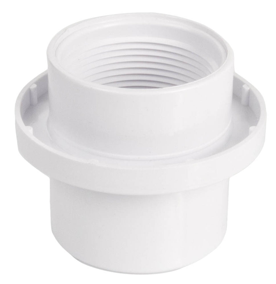 Super-Pro | 25575-509-000 | 1-1/2" FPT x 1-1/2" Socket Clear Water Stop Adapter Fitting | Pool Plumbing Adapter