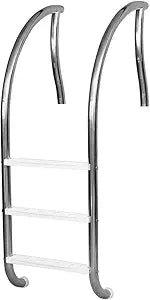 SR Smith | DR-L3065P-W | Designer Series 3‑Step Ladder – 1.90″ x .065″ Wall 304 Stainless Steel, White High-Impact Plastic Treads