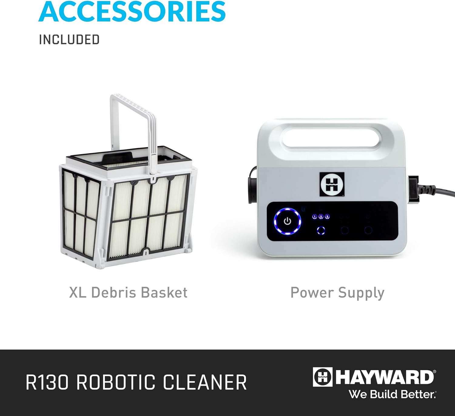 Hayward | W3RCH431CU | R130 Robotic Cleaner - Dual Scrubbing Brushes, Tangle-Free Cable, Top Load Easy Clean Basket, Smart Navigation, Fine/Ultra Fine Filters for In-Ground Pools up to 50ft Hayward