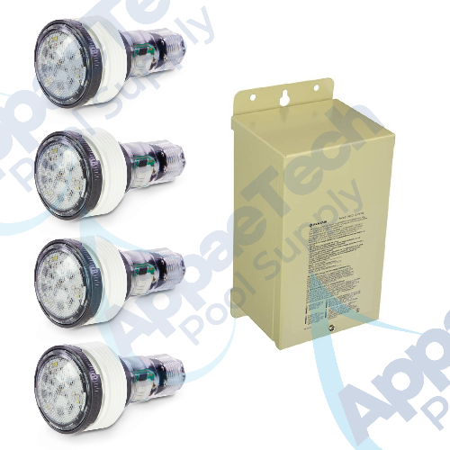Pentair | 602134 | MicroBrite White LED Kit – 4 Lights with 100 ft Cords & Transformer