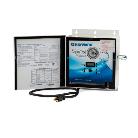 Hayward | W3AQ-TROL-RJ | AquaTrol Salt Chlorination System with GLX-CELL-5 TurboCell – Jet Fittings, Up to 18,000 Gal Hayward