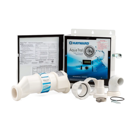 Hayward | W3AQ-TROL-RJ | AquaTrol Salt Chlorination System with GLX-CELL-5 TurboCell – Jet Fittings, Up to 18,000 Gal Hayward