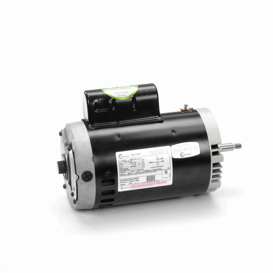 B809 Century 2 HP Motor Perm Split Cap C-Face 3450 rpm 208-230V 10.4-9.6A Sv 1.23 Thread Shaft Odp C 14.15" E-Plus  56J