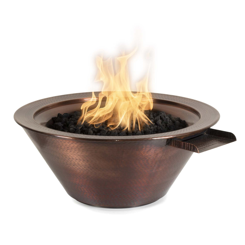 The Outdoor Plus | Cazo Fire & Water Bowl  – Hammered Patina Copper | 24", 30", and 36" | Liquid Propane or Natural Gas (2 week lead time)