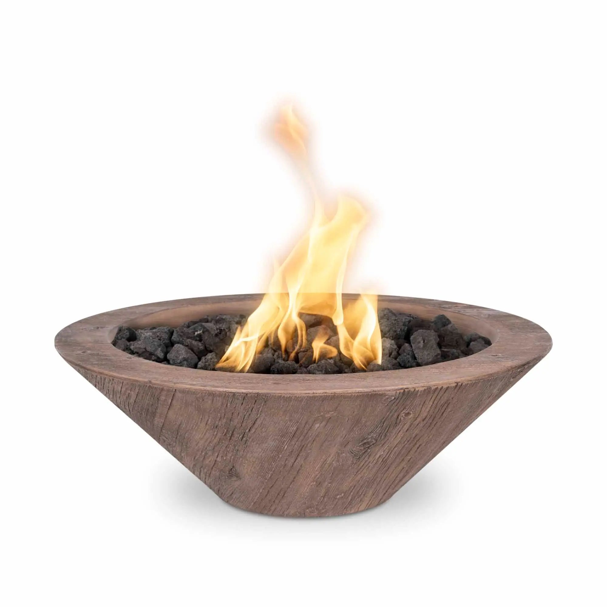 The Outdoor Plus | Cazo Fire Bowl | GFRC Woodgrain – 24” & 32” | Multiple Color Options | Natural Gas The Outdoor Plus