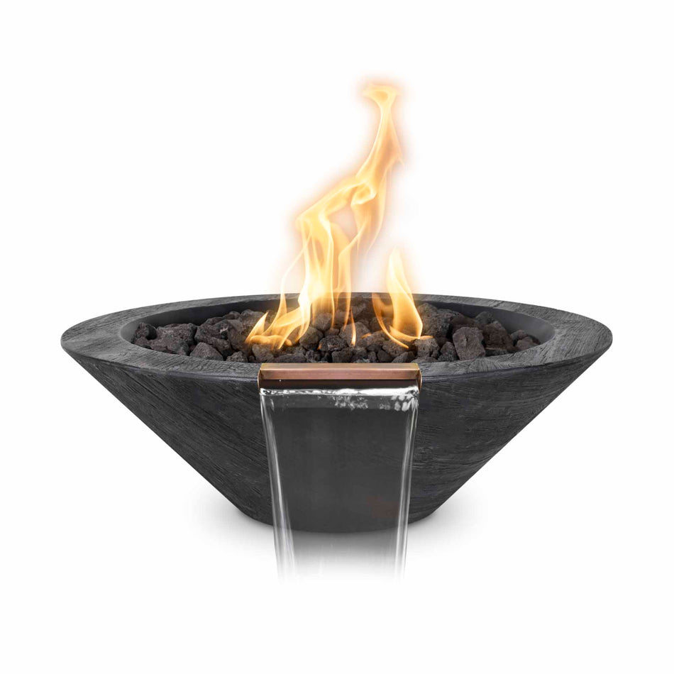 The Outdoor Plus | Cazo Fire & Water Bowl – Wood Grain Concrete | 24" & 32" | Multiple Color Options | Liquid Propane (2 week lead time)