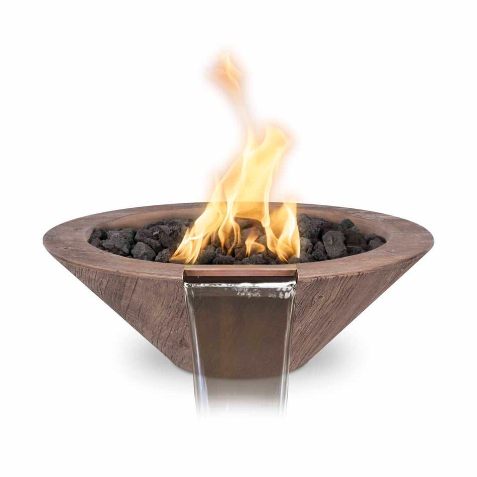 The Outdoor Plus | Cazo Fire & Water Bowl – Wood Grain Concrete | 24" & 32" | Multiple Color Options | Liquid Propane (2 week lead time)