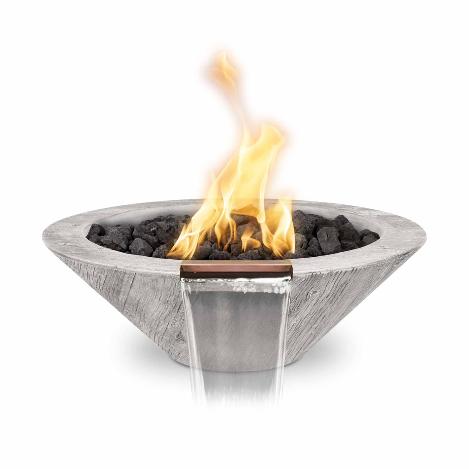 The Outdoor Plus | Cazo Fire & Water Bowl – Wood Grain Concrete | 24" & 32" | Multiple Color Options | Natural Gas (2 week lead time)