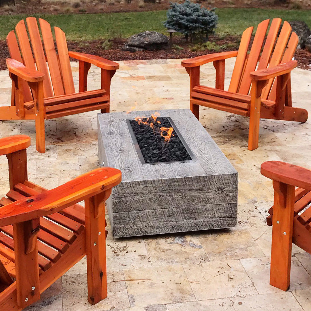 The Outdoor Plus | Coronado Fire Pit - GFRC Woodgrain | 48", 60", 72", 84", 96", 108", 120" | Multiple Finishes | Liquid Propane | 4 week lead time The Outdoor Plus
