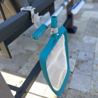 Artista Pools Dolphin Pole Mount – Pool Pole Holder with Hook Design | Gray, White, Blue