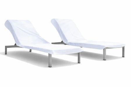 FatTowels Fitted Solid Terry Cloth Chaise Lounge Cover | 100% Cotton Pool Chair Towel – White or Ecru (Tan) (10 Pack) FatTowels