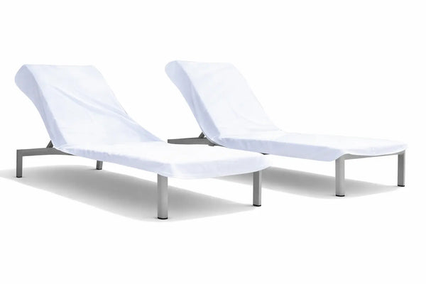 FatTowels Fitted Solid Terry Cloth Chaise Lounge Cover | 100% Cotton Pool Chair Towel – White or Ecru (Tan) (10 Pack) FatTowels