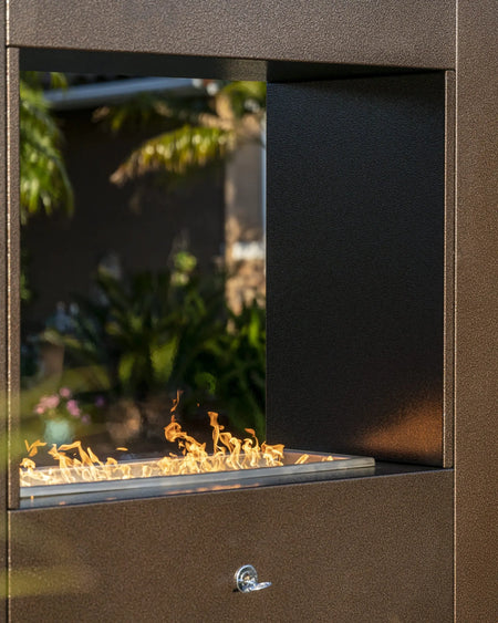 The Outdoor Plus | The Williams | Outdoor Fireplace – 72”, 84”, 96” | Corten Steel | Liquid Propane or Natural Gas The Outdoor Plus