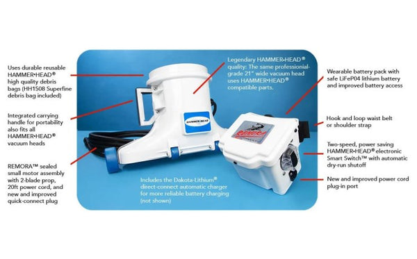 Hammer-Head | XR1700 | Remora Pro Pool Vacuum | Portable Cleaning System