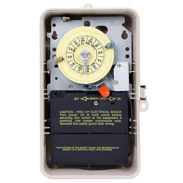 Intermatic T104P201 24-Hour 208-277V Mechanical Time Switch, DPST, Pool Heater Protection, Type 3R Plastic Enclosure