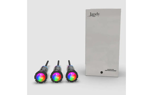 Jandy | IWC3KIT25W100 | Infinite WaterColors Nicheless 3-LED Light Kit | 25W 100 Foot Cord with 300W Light Controller Jandy