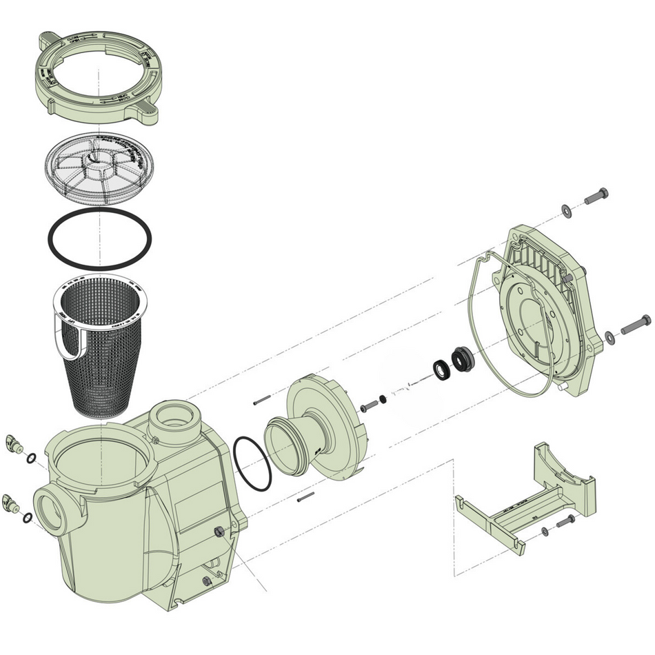 Swimables SW-21-149 WHISPERFLO® Style Pump Wet End 0.5 HP - 2 HP with Hi-Temp Unions | Complete Replacement Kit