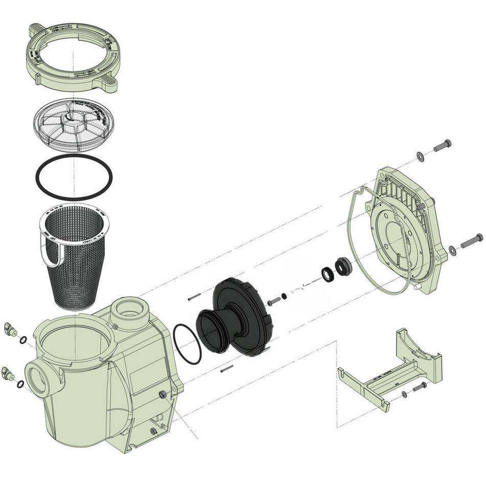 Swimables SW-21-150 WHISPERFLO® IntelliFlo® Style Pump Wet End 3 HP with Hi-Temp Unions | Complete Replacement Kit