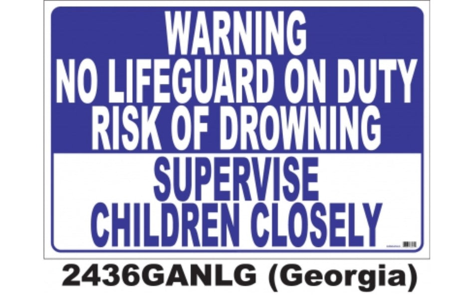 National Stock Sign | 2436GANLG | Georgia No Lifeguard Sign