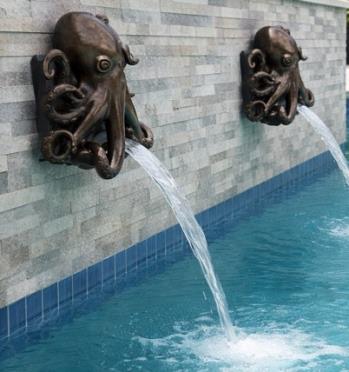 Artista Pools Octopus Scupper Spillway – 1" NPT, Premium Metallic Finishes
