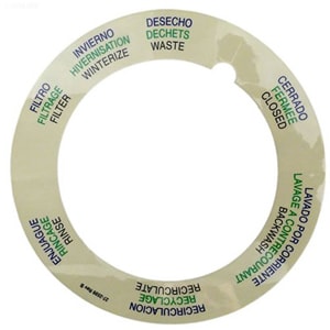 Pentair 272599 Tagelus Top Mount Valve Label