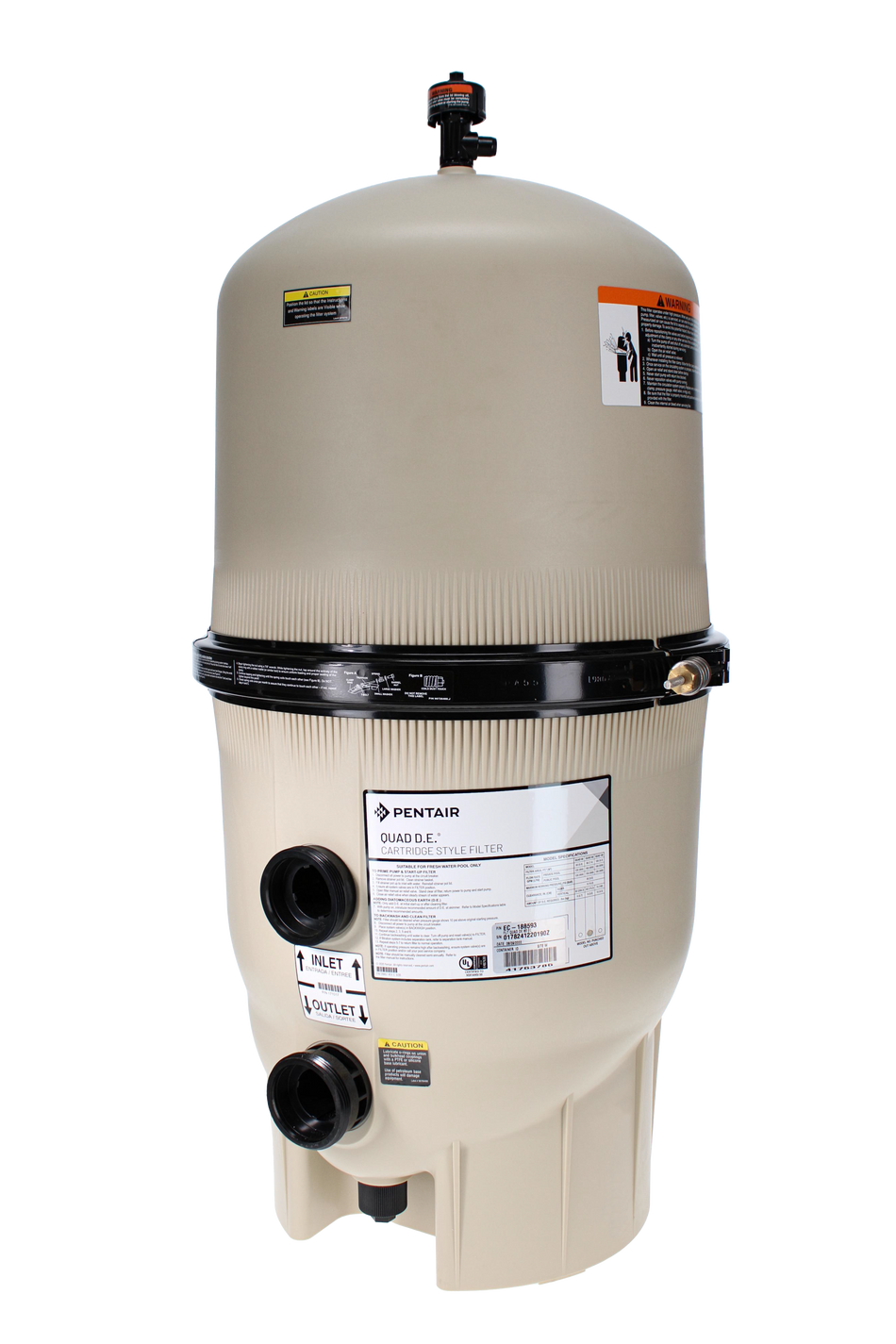 Pentair | EC-188593 | Quad D.E. 80 sq ft Cartridge Style Filter | 160 GPM
