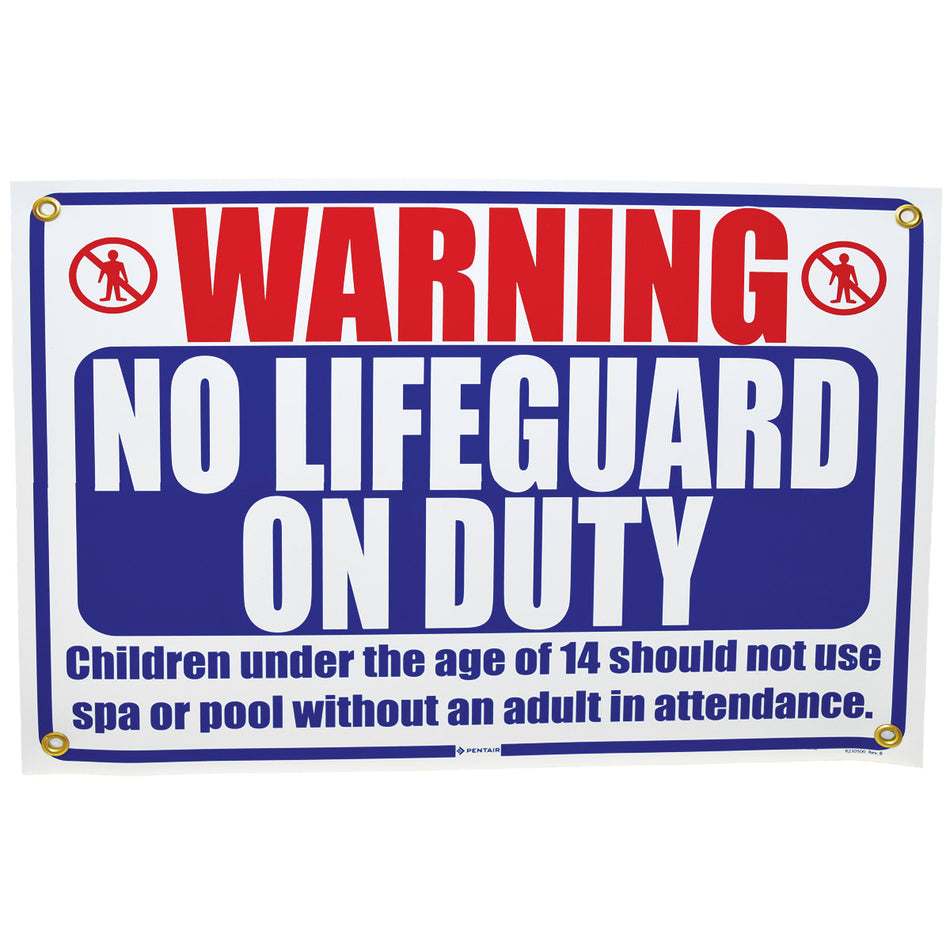 Pentair | R230500 | No Lifeguard On Duty Sign – 18" x 24" Pool Safety Notice