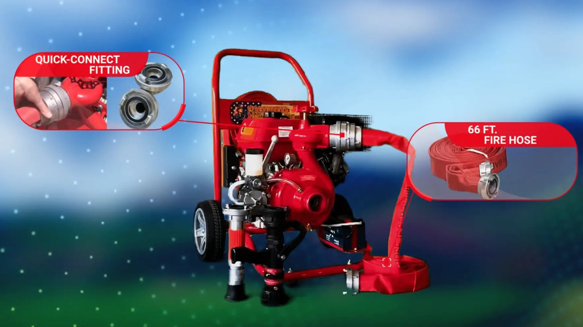 Firefighter Pool Pump | Pro Model | Gas-Powered Emergency Pool & Fire Protection Pump | 15 HP | 2.5" Ports Fire Fighter Pool Pump