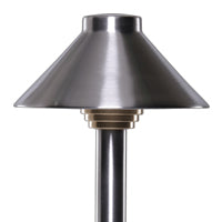 Sollos | 915562 | Traditional Path Light – 4" Hat, 12V - 12" Stem, Stainless Steel – Fixture Only (7-10 day lead time)