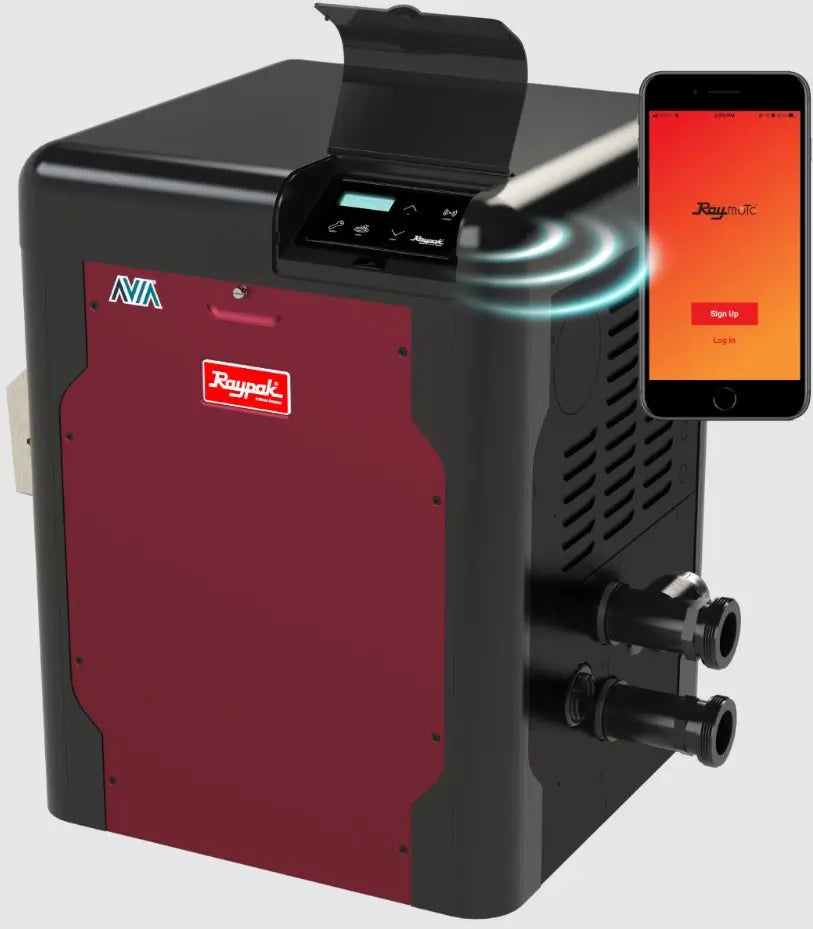 Raypak | 018045 | P-R404A-EN-N | 0-10000 | Avia Natural Gas Pool Heater – 400K BTU, NiTek Heat Exchanger, Built-In Wi-Fi Raypak