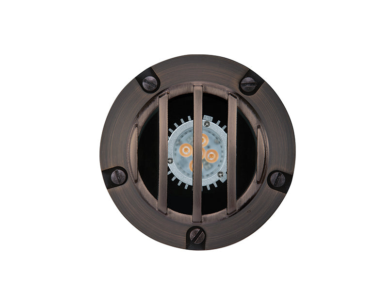 Sollos | 996232 | In-Ground Light with Rock Guard - 12V - Fixture Only, Antique Brass Finish (7-10 day lead time)