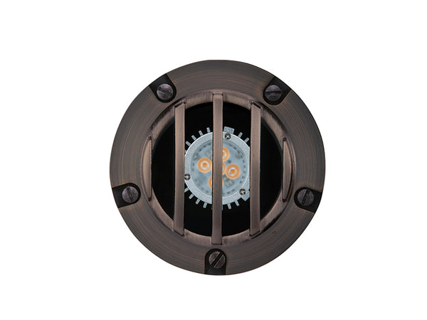 Sollos | 996232 | In-Ground Light with Rock Guard - 12V - Fixture Only, Antique Brass Finish (7-10 day lead time)