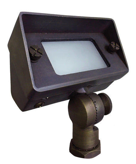 Sollos | 27504S | LED Mini Rectangular Flood Light – 4", Antique Brass -12V - 20W Equivalent JC3, 3000K (7-10 day lead time) Sollos