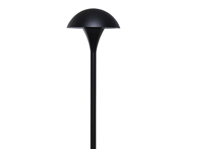 Sollos | 912003 | Mushroom Path Light – 5" Hat, 15" Stem - 12V - Textured Black (Fixture Only) (7-10 day lead time)