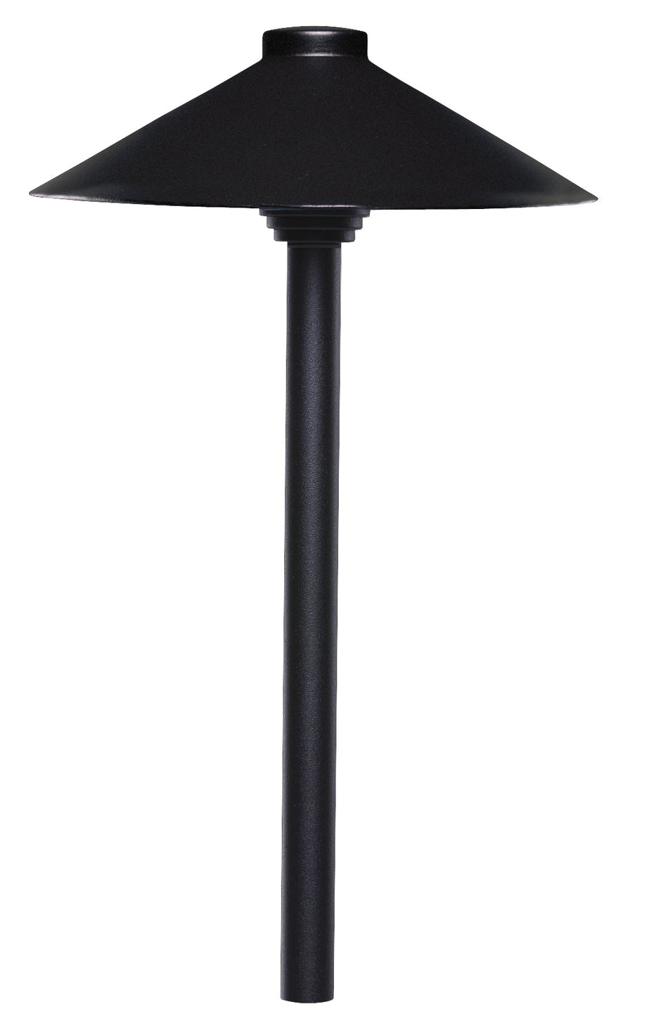 Sollos | 914028 | Straight Path Light – 9" Hat, 12V - 15" Stem, Textured Black – Fixture Only (7-10 day lead time)