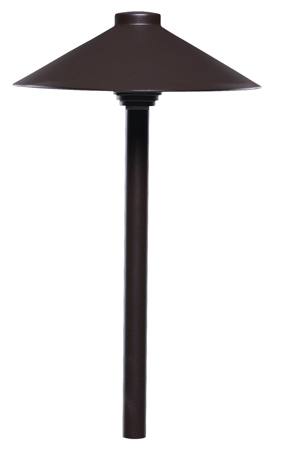 Sollos | 914037 | Straight Path Light – 9" Hat, 12V - 18" Stem, Textured Bronze – Fixture Only (7-10 day lead time)