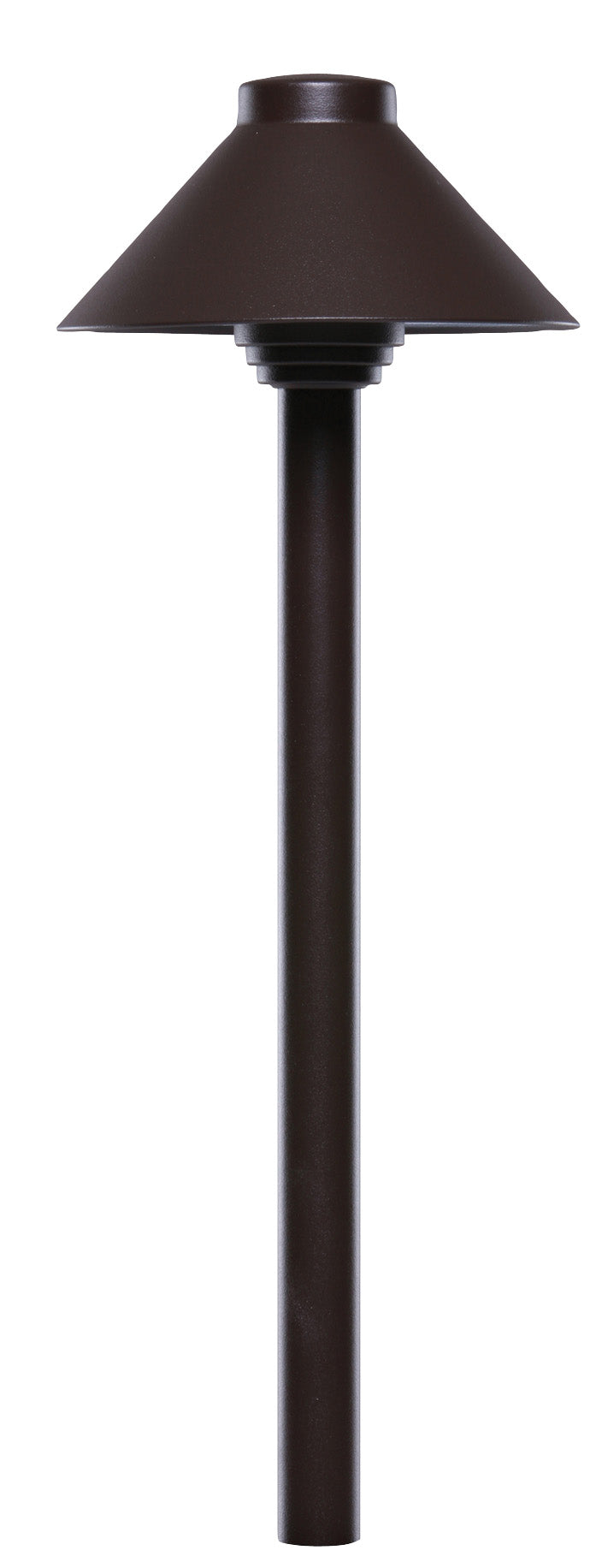 Sollos | 915310S | Straight Path Light – 5.5" Hat, 12V - 15" Stem, Textured Bronze – Includes 20W-Equiv JC3 LED, 3000K (7-10 day lead time)