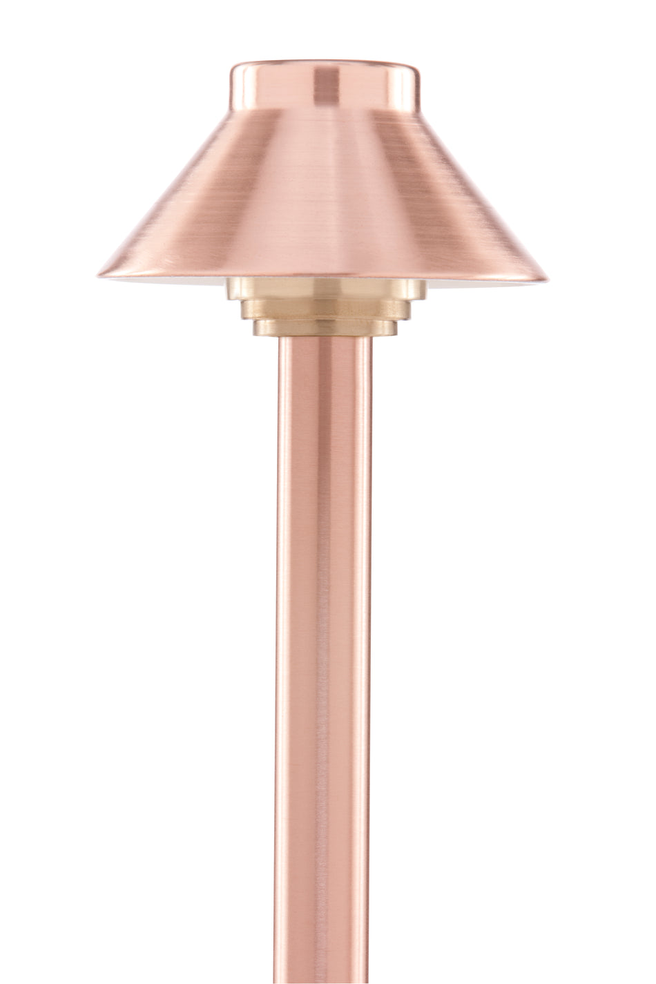 Sollos | 915402 | Traditional Path Light – 4" Hat, 12V - 12" Stem, Copper – Fixture Only (7-10 day lead time)
