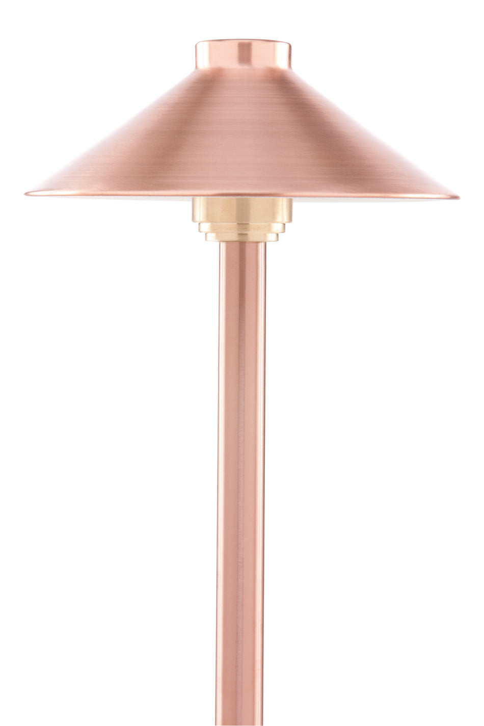 Sollos | 915516 | Traditional Path Light – 7.5" Hat, 18" Stem - 12V - Copper – Fixture Only (7-10 day lead time)