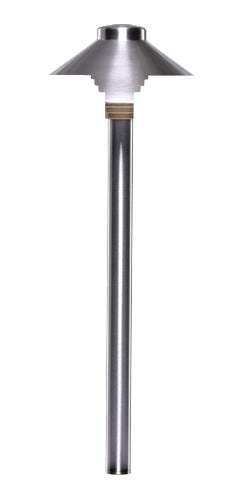 Sollos | 915567 | Traditional Path Light – 7.5" Hat, 18" Stem - 12V - Stainless Steel – Fixture Only (7-10 day lead time)