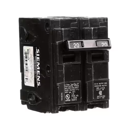 Siemens | Q220 | 2-Pole Circuit Breaker – 20 Amp, 120/240V – AquaTech ...
