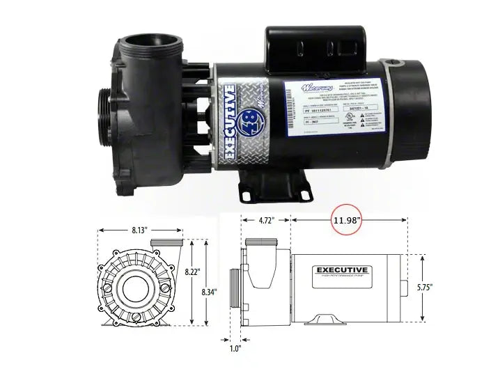 Waterway | 3421821-1A | 2-Speed 4.5 HP Spa Pump | 230V Center Discharge Heritage