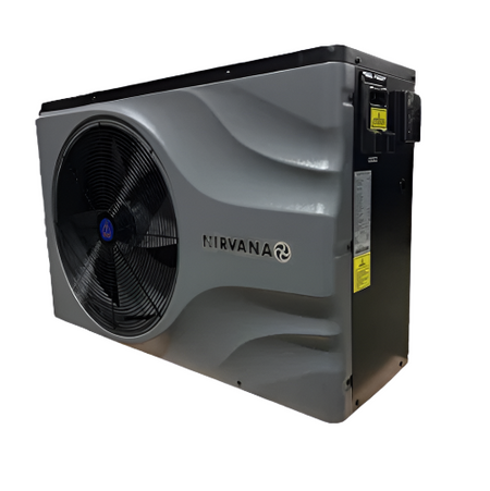 Nirvana | NE75 | Heat/Cool Side Fan Heat Pump – 73,500 BTU, 240 V, Double Titanium Exchanger, AHRI Certified AquaTech Pools & Spa