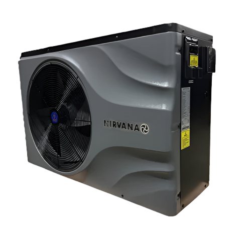 Nirvana | NE75 | Heat/Cool Side Fan Heat Pump – 73,500 BTU, 240 V, Double Titanium Exchanger, AHRI Certified AquaTech Pools & Spa