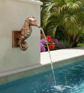 Artista Pools Seahorse Scupper Spillway – 1.5" NPT, Premium Metallic Finishes