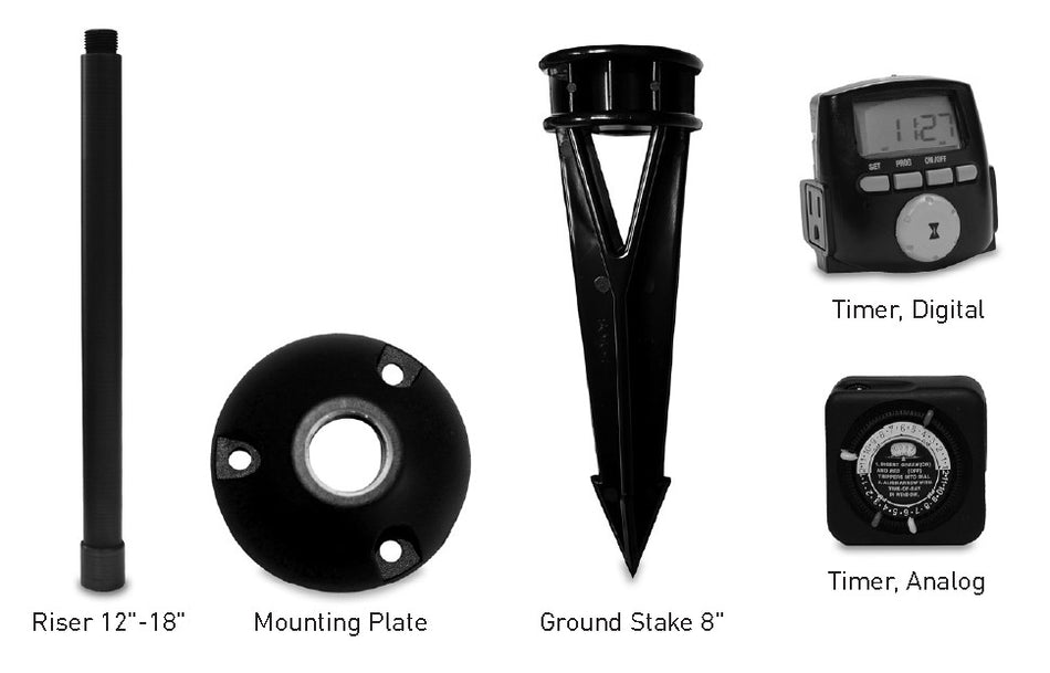 Sollos | 998005 | 12V - 12-Inch Riser – Textured Bronze Finish – For Landscape Lighting Height Extension (7-10 Day Lead Time)