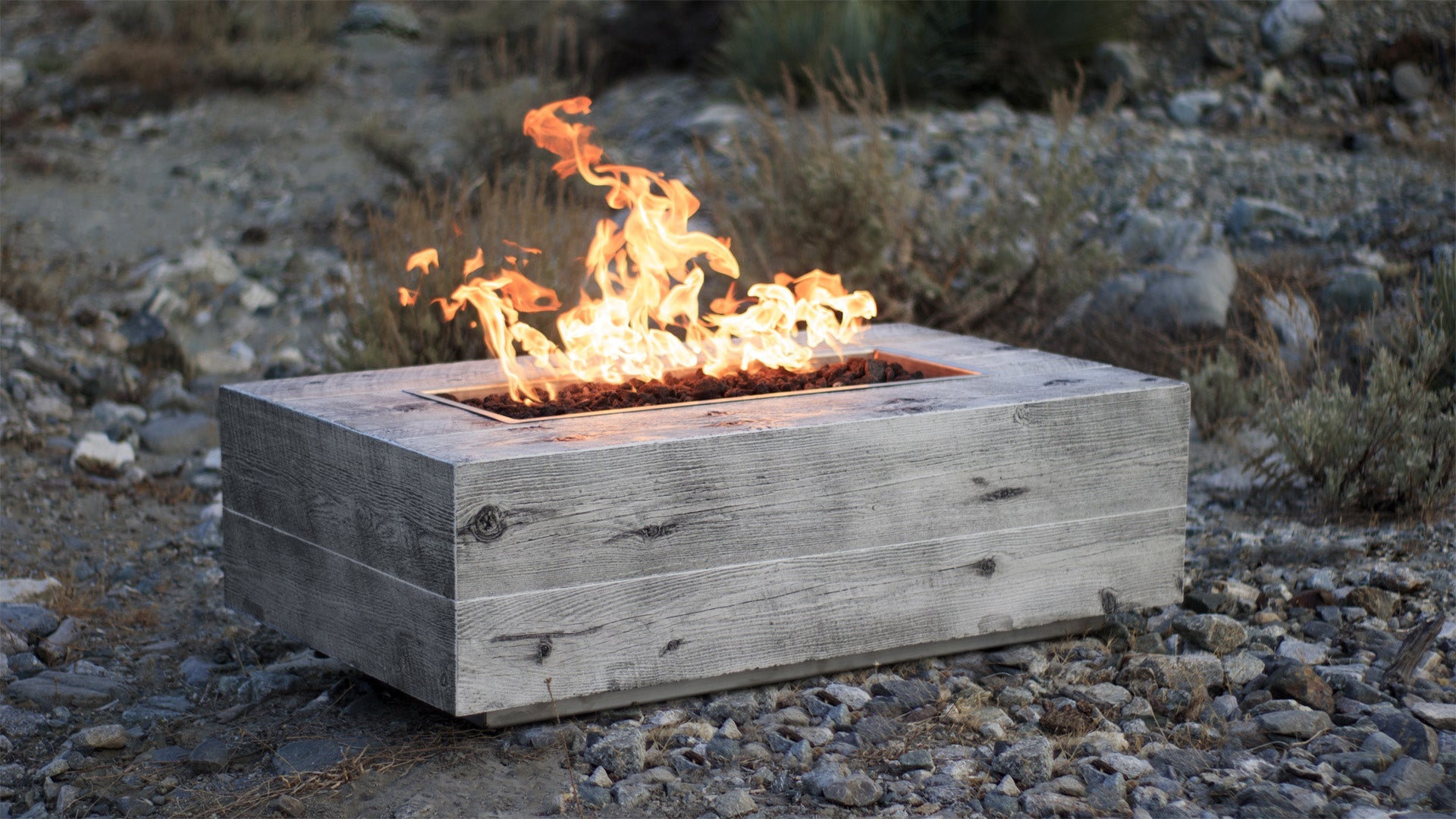 The Outdoor Plus | Coronado Fire Pit - GFRC Woodgrain | 48", 60", 72", 84", 96", 108", 120" | Multiple Finishes | Liquid Propane | 4 week lead time The Outdoor Plus